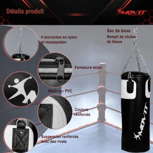 Tout neuf 🤩 Boxe Movit Kit De Boxe Movit® Avec Sac De Boxe 25 Kg, 2 Gants De Boxe 12 Oz, 2 Bandes De Ma ✔️ achetez 18