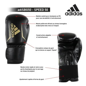 excellent qulity De gros 🔥 Boxe Française Adidas Performance Speed 50 Noirrse Boxe NOIR 🎉 18