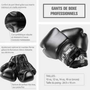 grand choix De gros ✔️ Sport De Combat Gorilla Gants De Boxe Professionnels Gorilla Sports Coloris Noir 10 Oz – 16 Oz NOIR ✨ 9