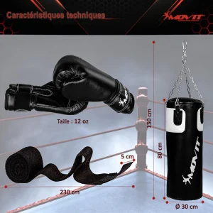 Meilleure vente 🎁 Boxe Movit Kit De Boxe Movit® Avec Sac De Boxe 25 Kg, 2 Gants De Boxe 12 Oz, 2 Bandes De Ma 🧨 Vente 16