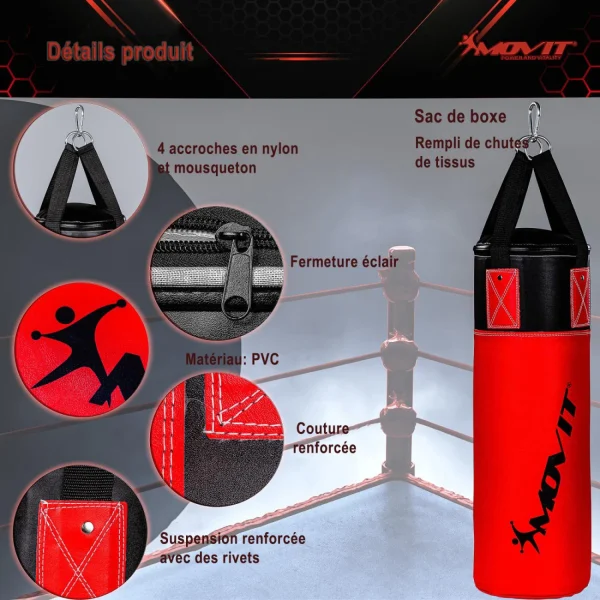 Les meilleures critiques de ❤️ Boxe Movit Kit De Boxe Movit® Avec Sac De Boxe 5,5 Kg, 2 Gants De Boxe 8 Oz, 2 Bandes De Ma 🔥 soldes en ligne 6