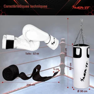 Tout neuf 🤩 Boxe Movit Kit De Boxe Movit® Avec Sac De Boxe 25 Kg, 2 Gants De Boxe 12 Oz, 2 Bandes De Ma ✔️ achetez 14